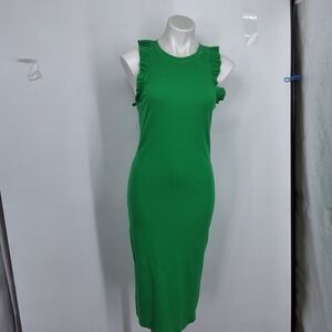 Zara Medium Green Ruffle Maxi Dress